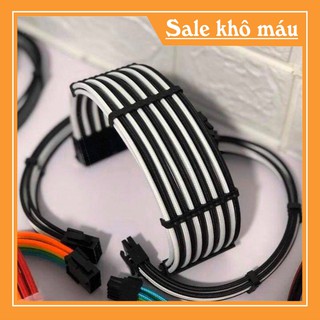 Dây nguồn nối dài mix màu bọc lưới 24Pin- 8 pin -6Pin - 4Pin cho VGA và CPU (mix màu theo yêu cầu) - Đen Trắng