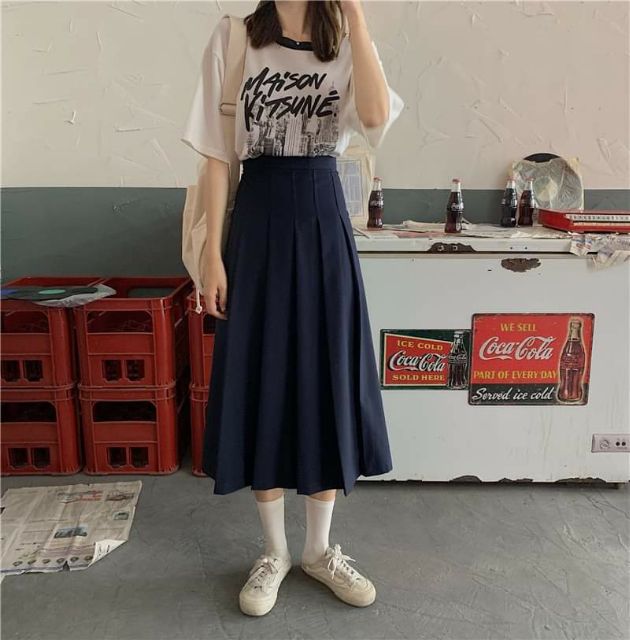 Hàng Sẵn_ Váy xếp li dáng dài cạp cao phong cách Hàn quốc | BigBuy360 - bigbuy360.vn