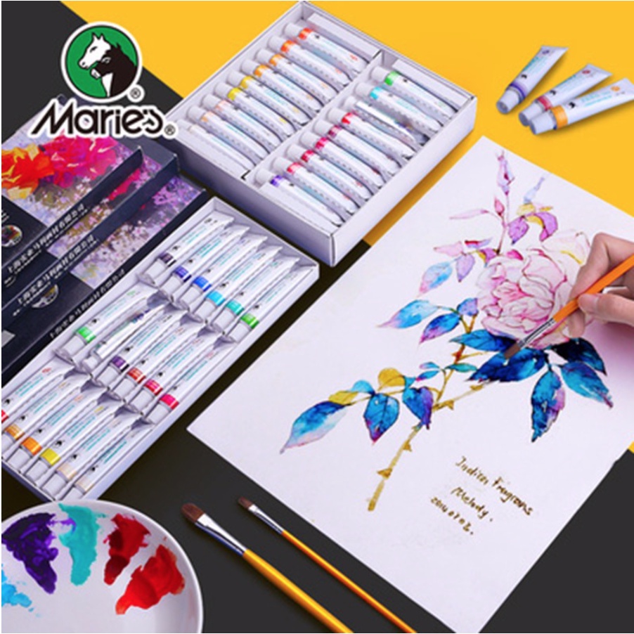 [XÓM VẼ] Bộ màu Gouache, goat, wat màu bột pha sẵn 12/18/24/36 màu Maries