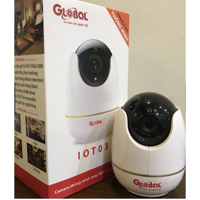 Camera IP Wifi Global IOT-03 Full HD 1080P Đàm Thoại 2 Chiều Xoay Quét 360 Độ - Hàng Chính Hãng