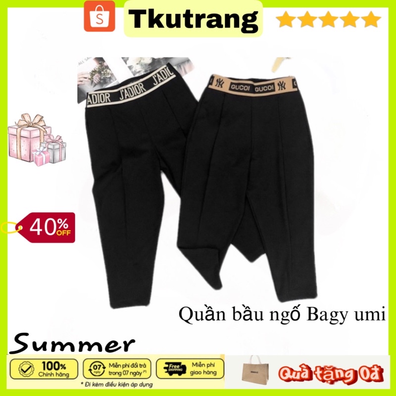 [Xả kho] Quần bầu ngố cạp chữ.quần ngố bầu chất umi thiết kế form bagyco giãn 4 chiều ko bai ko xù ko dão❤️