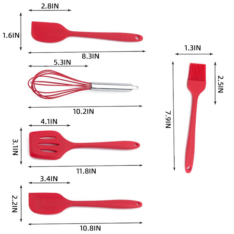 Bộ 5 dụng cụ làm bánh bằng silicon màu hồng đáng yêu