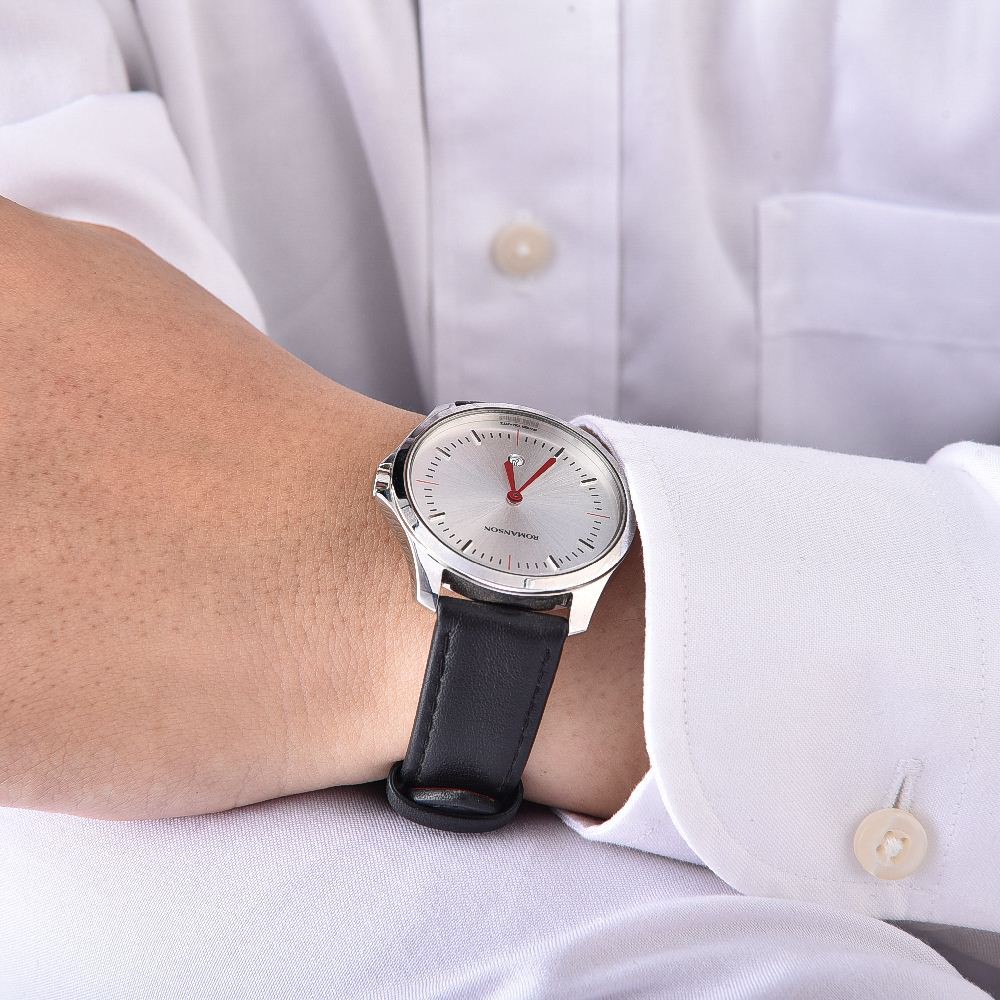 Đồng hồ Romanson Classic Men Watch TL4214UUWWH nam mặt mỏng máy Thụy Sĩ kính chống xước dây da cao cấp chính hãng