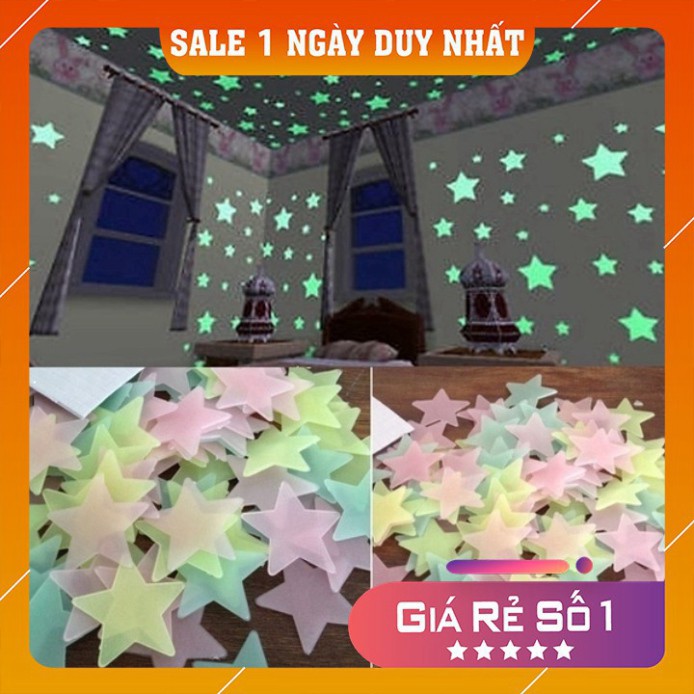 🌟🌟🌟[GÓI 100 CÁI] Ngôi sao dạ quang quẻ Gói 100 mẫu ngôi sao phát sáng dán tường trang hoàng phòng ngủ 💕FREESHIP💕