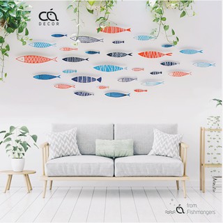 ĐÀN CÁ DÁN TƯỜNG TRANG TRÍ NỘI THẤT HANDMADE