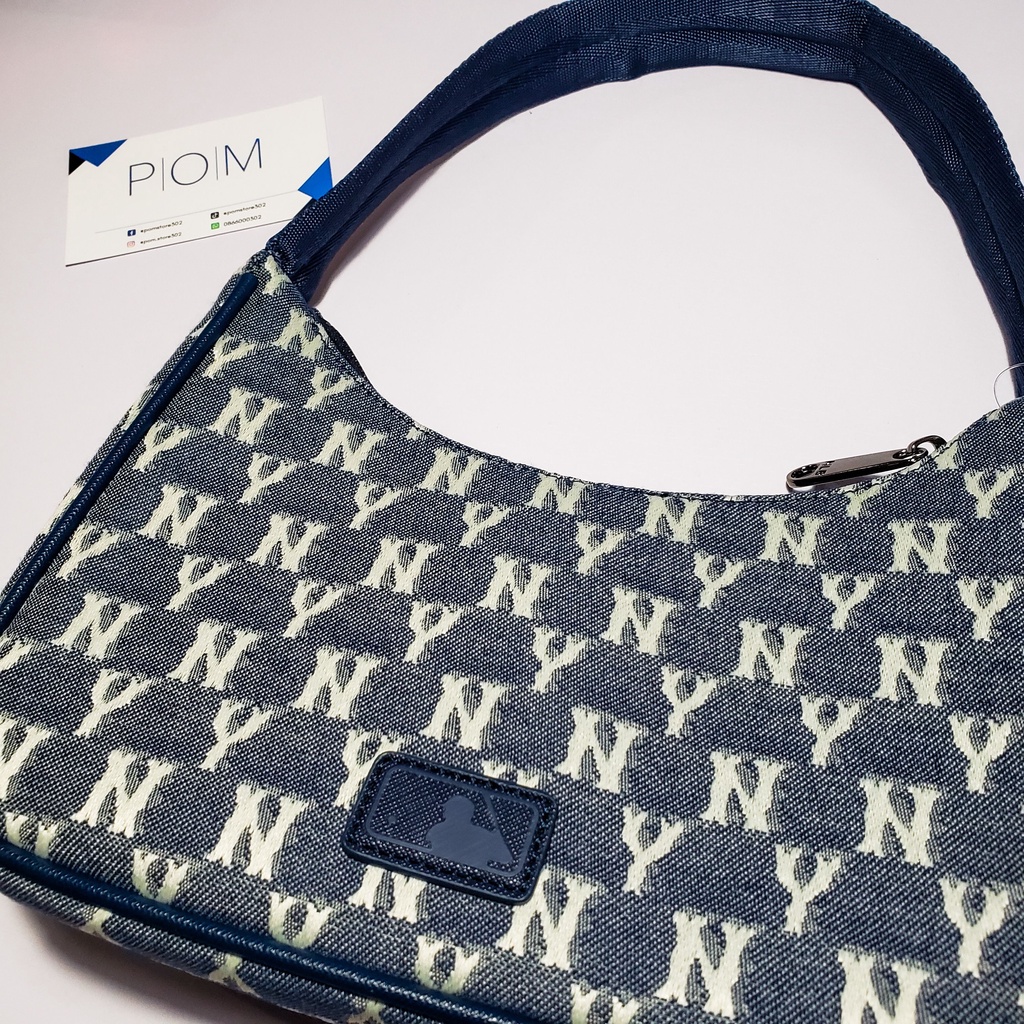 Túi kẹp nách NY túi xách nữ M.L.B NY Monogram Xanh Navy - Pom Store