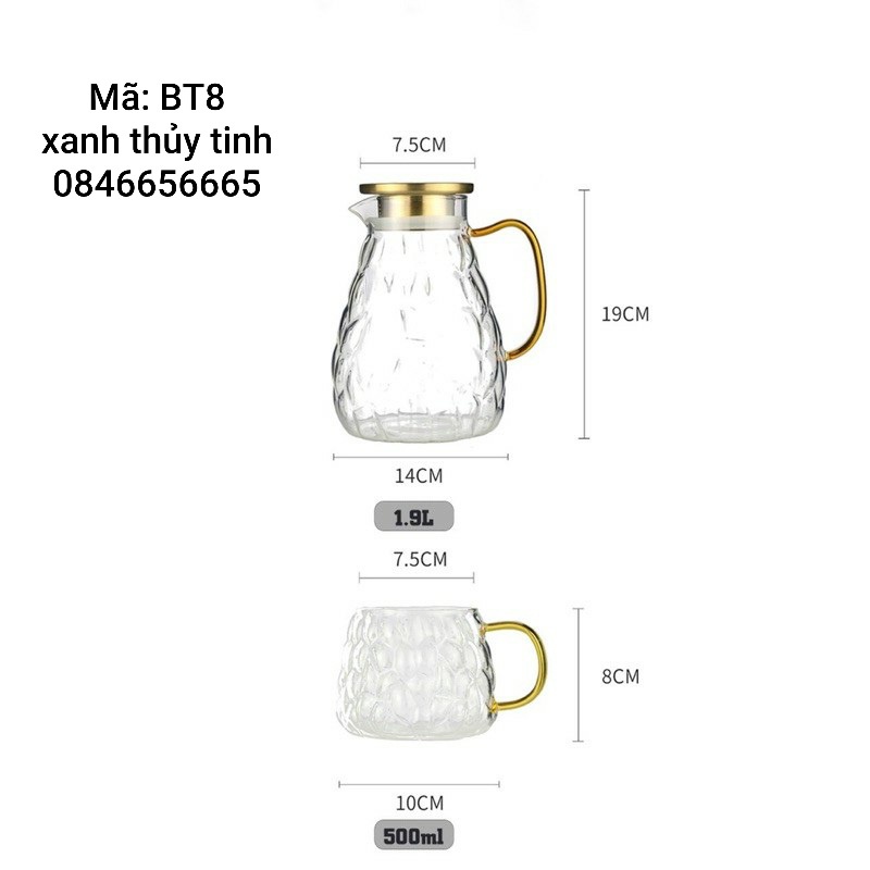 Bình thuỷ tinh nắp inox 1900ml (BT8)
