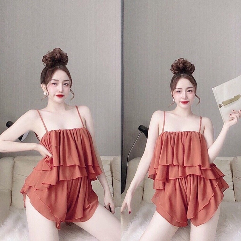 Bộ chiffon 2 tầng cao cấp Chất chiffon loại 1 mịn đẹp