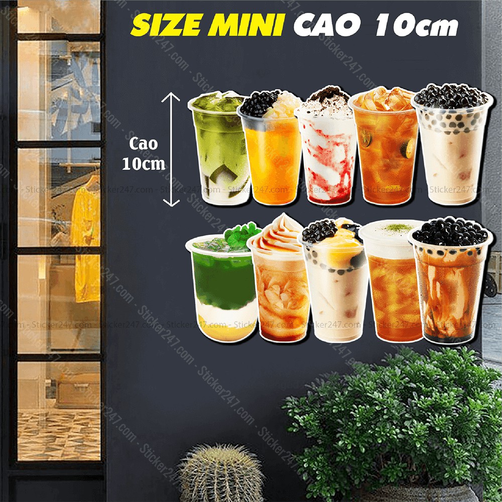 Sticker trà sữa khổ lớn hình siêu thực 𝑭𝒓𝒆𝒆𝒔𝒉𝒊𝒑 trang trí decor quán cà phê, trà sữa, quán ăn, dán tường, quầy, kính
