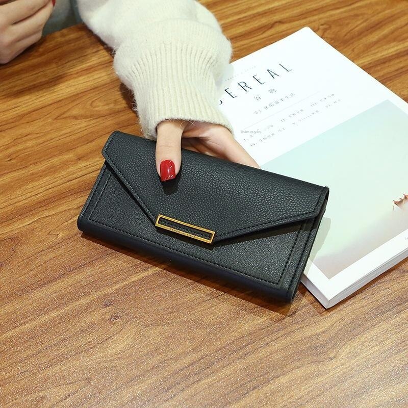 【Spot Free Transport】Wallet2020New Women's Korean Style Personalized Long Fresh Multifunctional Buckle Japanese and Korean Retro Thin Coin Purse