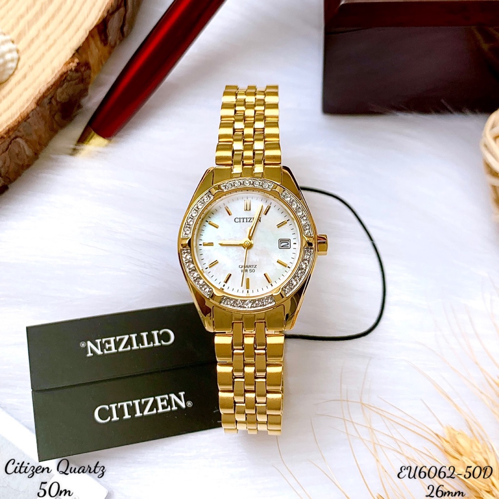 Đồng Hồ Nữ Citizen EU6062-50D Máy Pin Dây Sắt