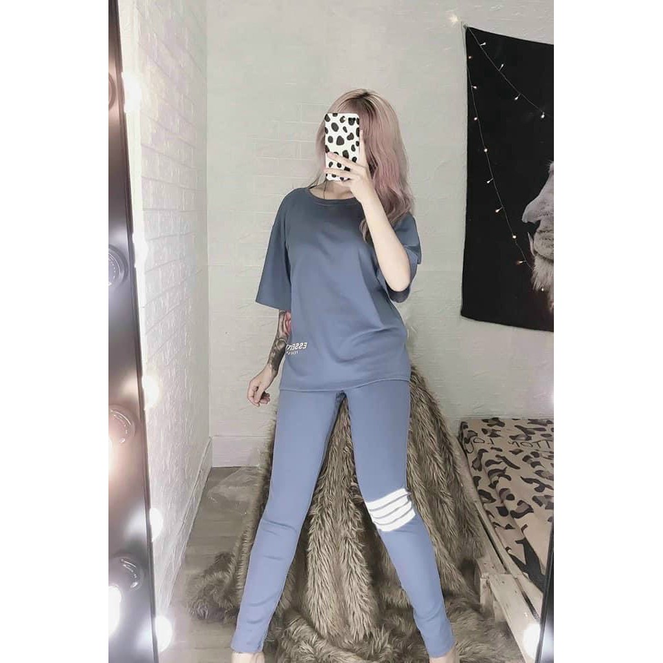 set bộ quần legging 4 sọc mẫu xinh