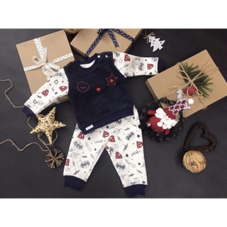 Bộ trần bông đính lông Momma