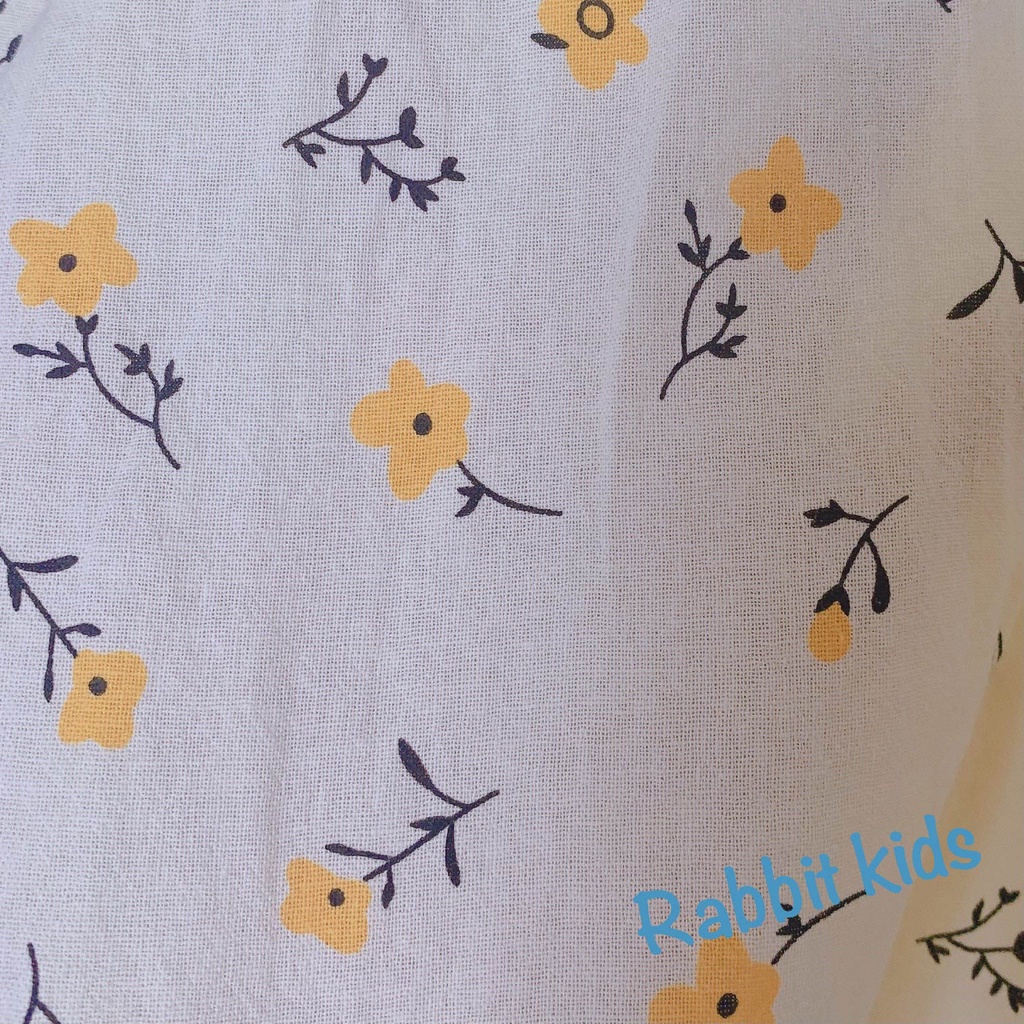 Váy Đi Học Cho Bé Gái Hoa Nơ Cổ Vàng💝FREESHIP💝 Rabbit Kids- Đầm Trẻ Em 0,1,2,3,4,5,6,7,8 Tuổi Chất Thô Cara Mềm Mại