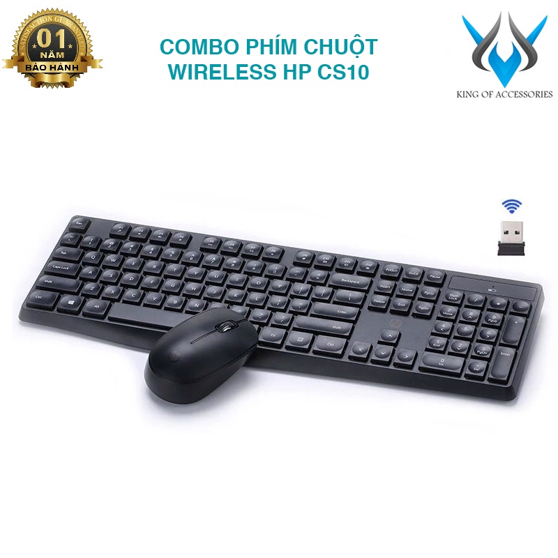 Bộ phím và chuột wireless HP CS10 bấm cực êm - thích hợp văn phòng và chơi game (Đen) Phụ kiện 1986