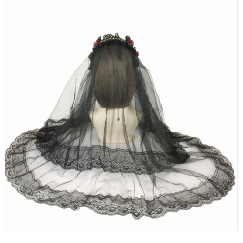 Băng Đô Cài Tóc Phối Lưới Ren Đính Hạt Phong Cách Halloween Thời Trang