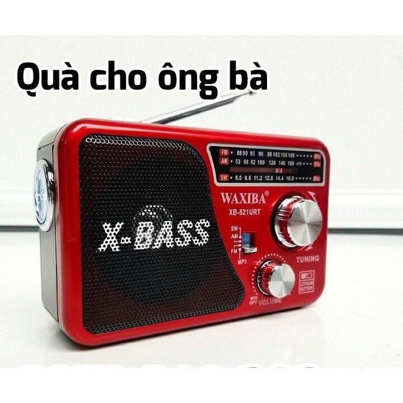 Đài Radio FM,AM Waxiba XB-521URT. Hỗ trợ khe cắm thẻ nhớ, USB và đèn pin