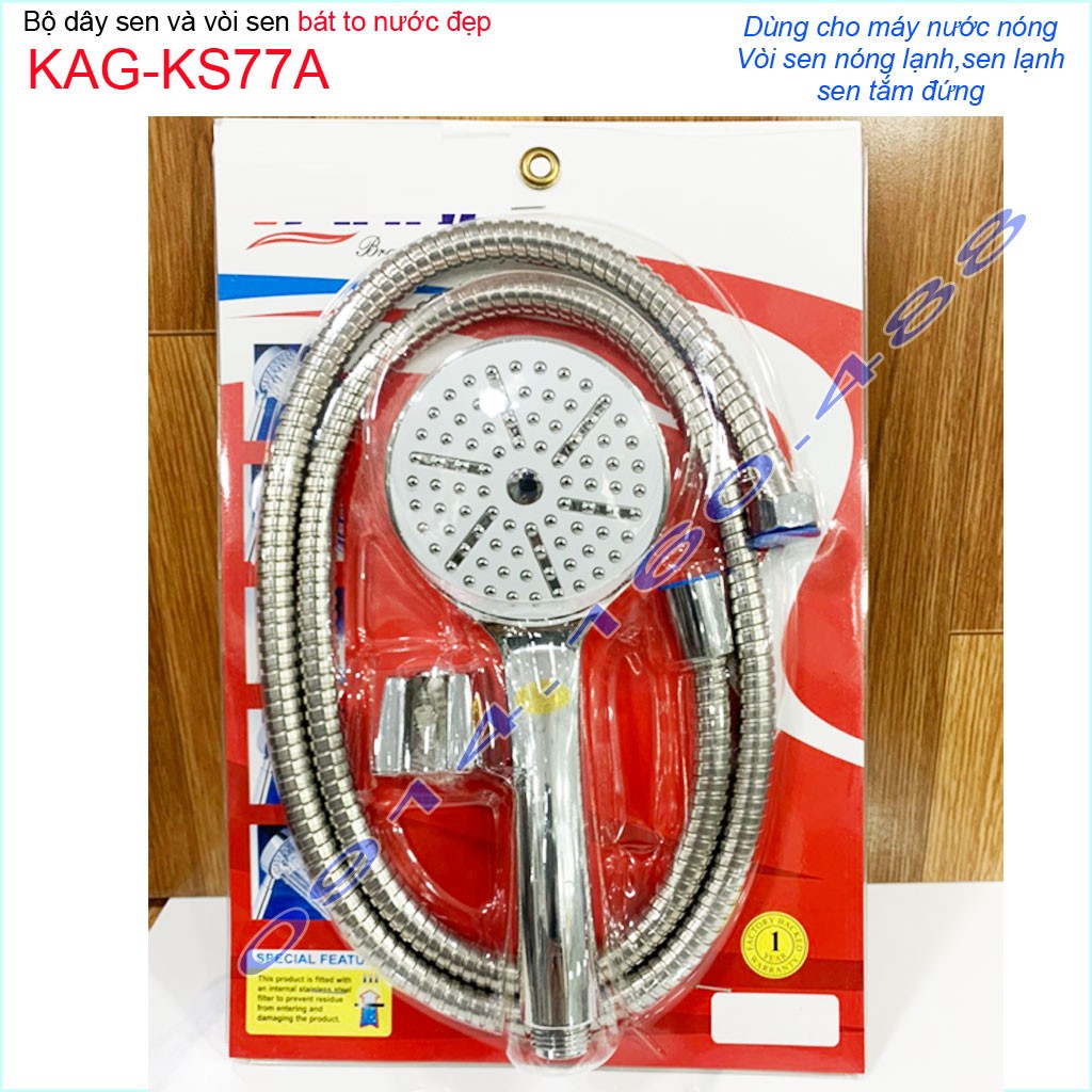 Vòi hoa sen tắm KAG-KS77A, Sales trọn bộ vòi hoa sen 1 tay sen+1 dây sen tắm vòi hoa sen tia nước mạnh sử dụng tốt