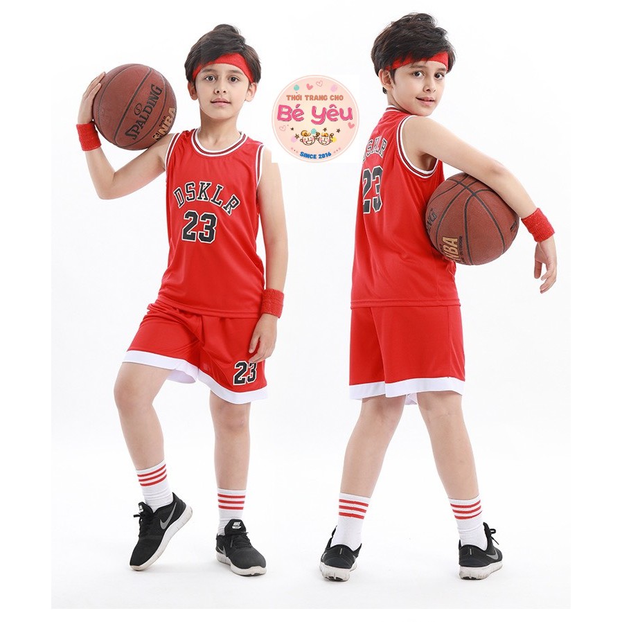 BỘ QUẦN ÁO BÓNG RỔ UNISEX NĂNG ĐỘNG THỜI TRANG DÀNH CHO BÉ 15-52KG