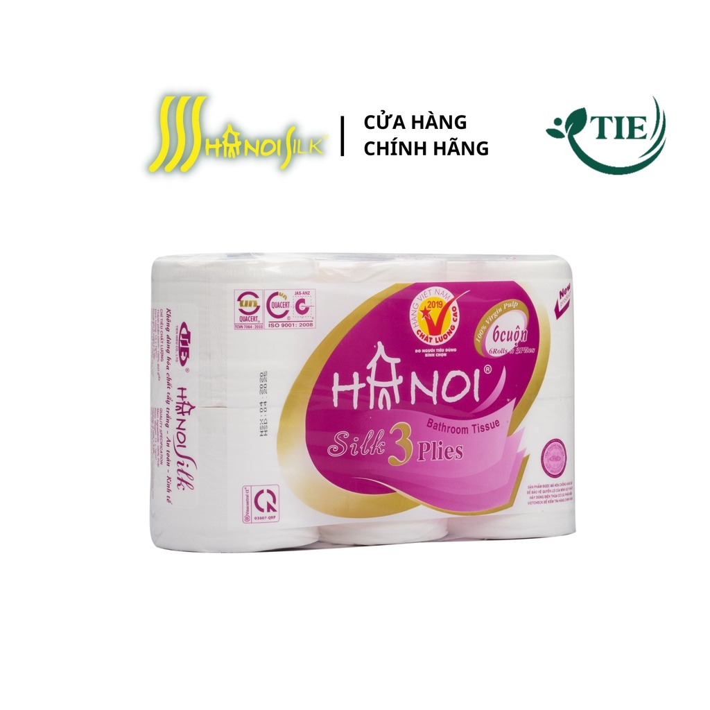 Giấy Vệ Sinh Hanoi Silk Cao Cấp 3 lớp 6 cuộn có lõi