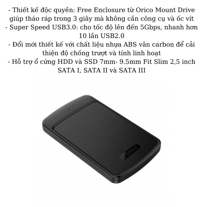 Ổ cứng di động , Box Orico 2020U3 USB 3.0 - Biến HDD/SSD 2.5-Inch thành ổ cứng di động , bảo hành 5 năm