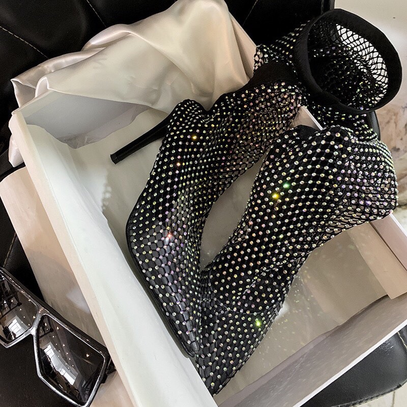 Bốt lưới đính đá bling bling Siêu Sang chảnh