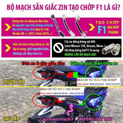 Winner X - Bộ mạch sẵn giắc zin tạo chớp stop F1 nhiều kiểu + 1 zin