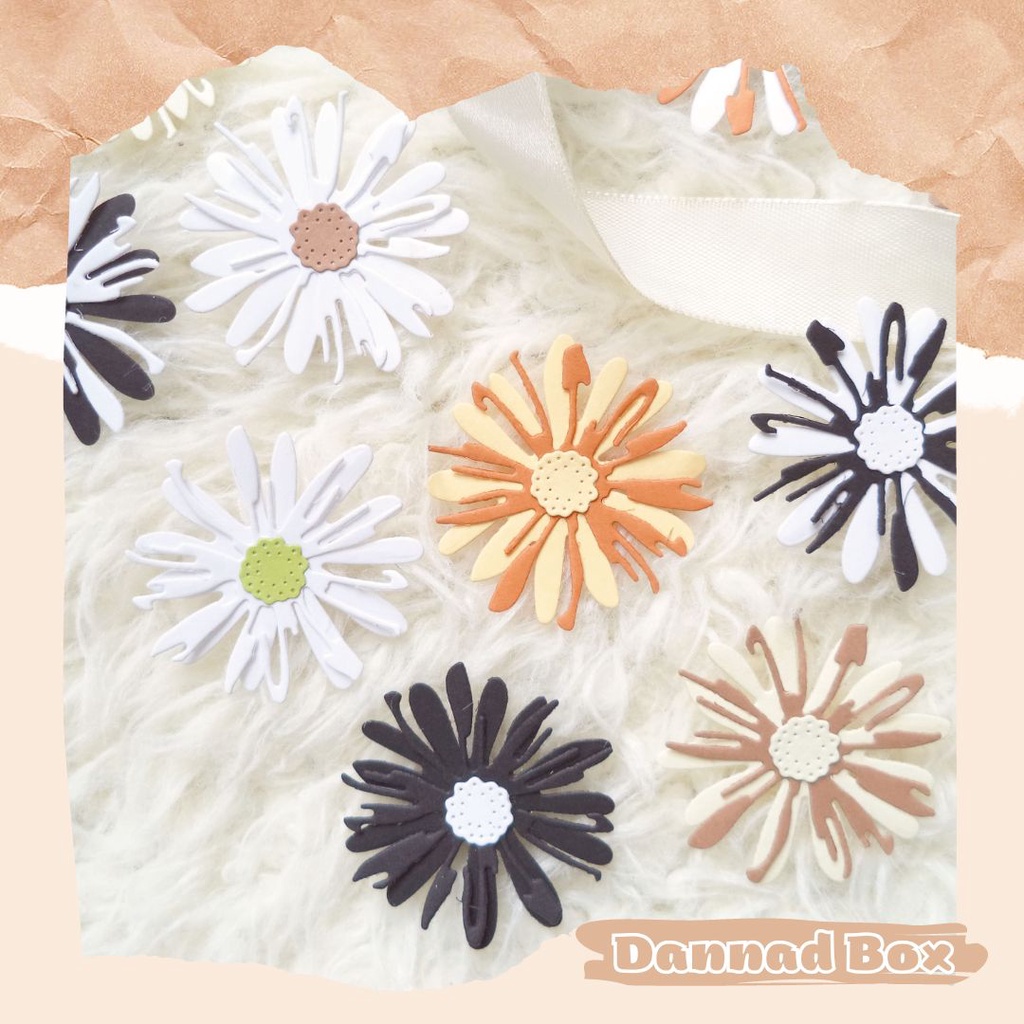 Set 12 Hoa Cúc Diecut Paper Cutting Mix Nhiều Màu Trang Trí Journal