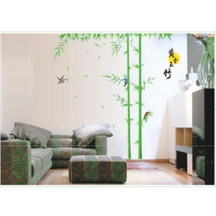 Decal dán tường 2 cây tre và chú chim sẽ