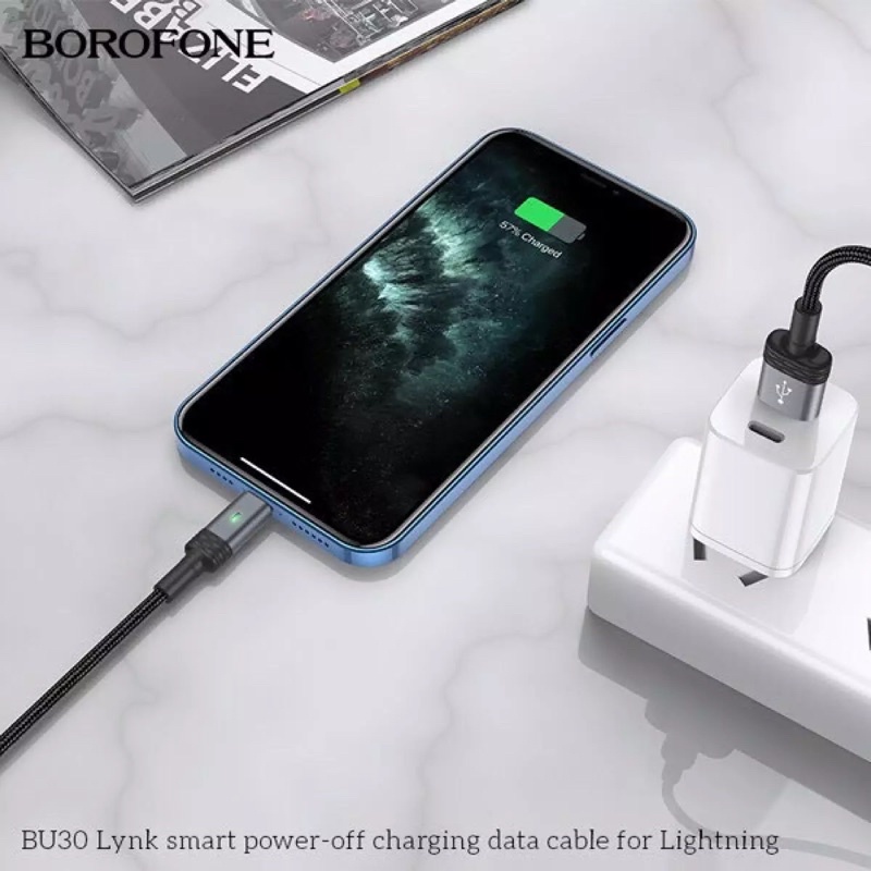 Cáp Sạc Nhanh IPTự Ngắt BOROFONE-U30 ,Chống Rối-Chống Đứt Gãy-Hàng Cao Cấp Dài 1M