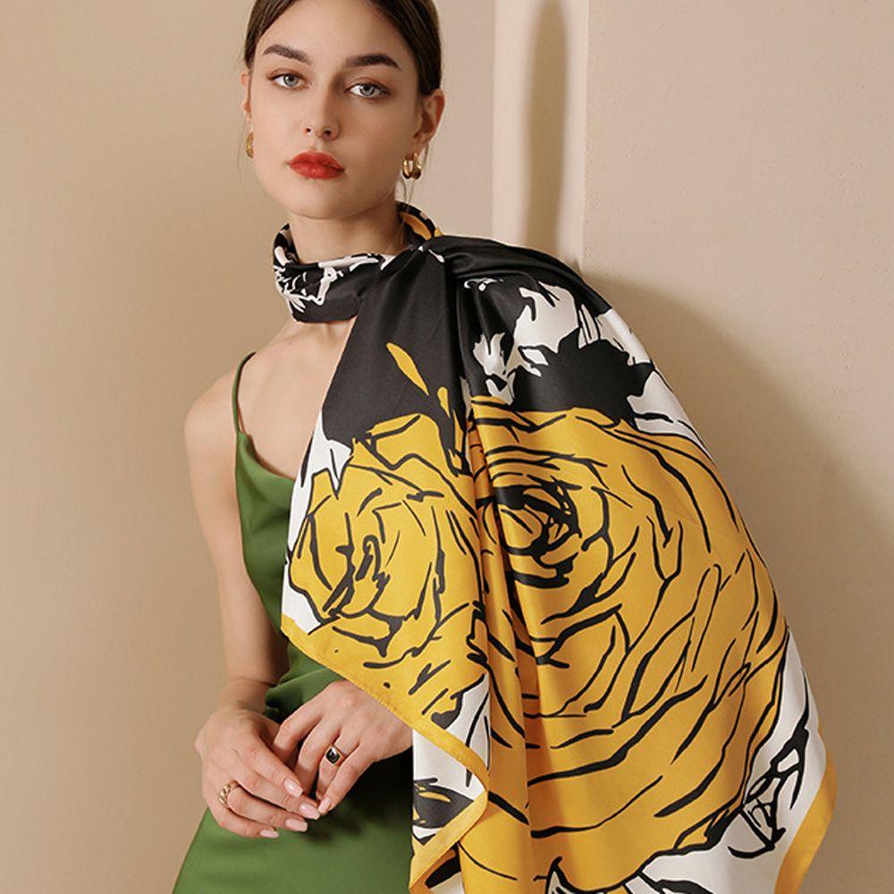 Khăn Quàng Cổ Lụa In Họa Tiết Hoa Cổ Điển Phong Cách Hàn Quốc WMES15H