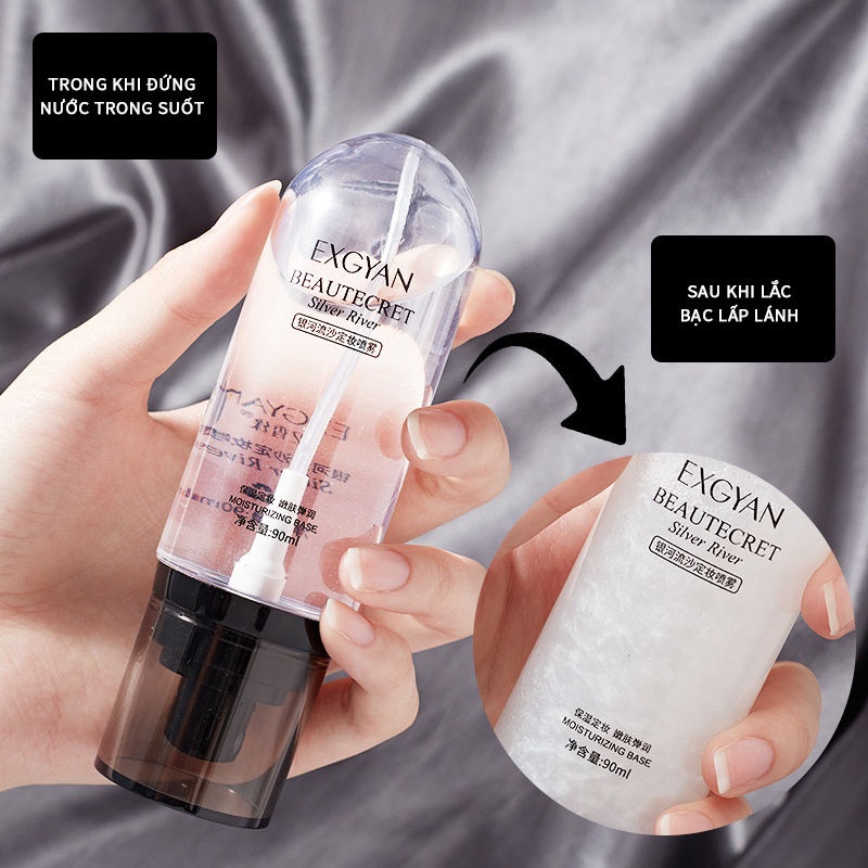 Bình xịt cố định, Xịt khoáng khoá nền makeup giữ chặt lớp trang điểm dưỡng ẩm sương mỏng ánh sáng bạc nhấp nháy-PS-YXYPW