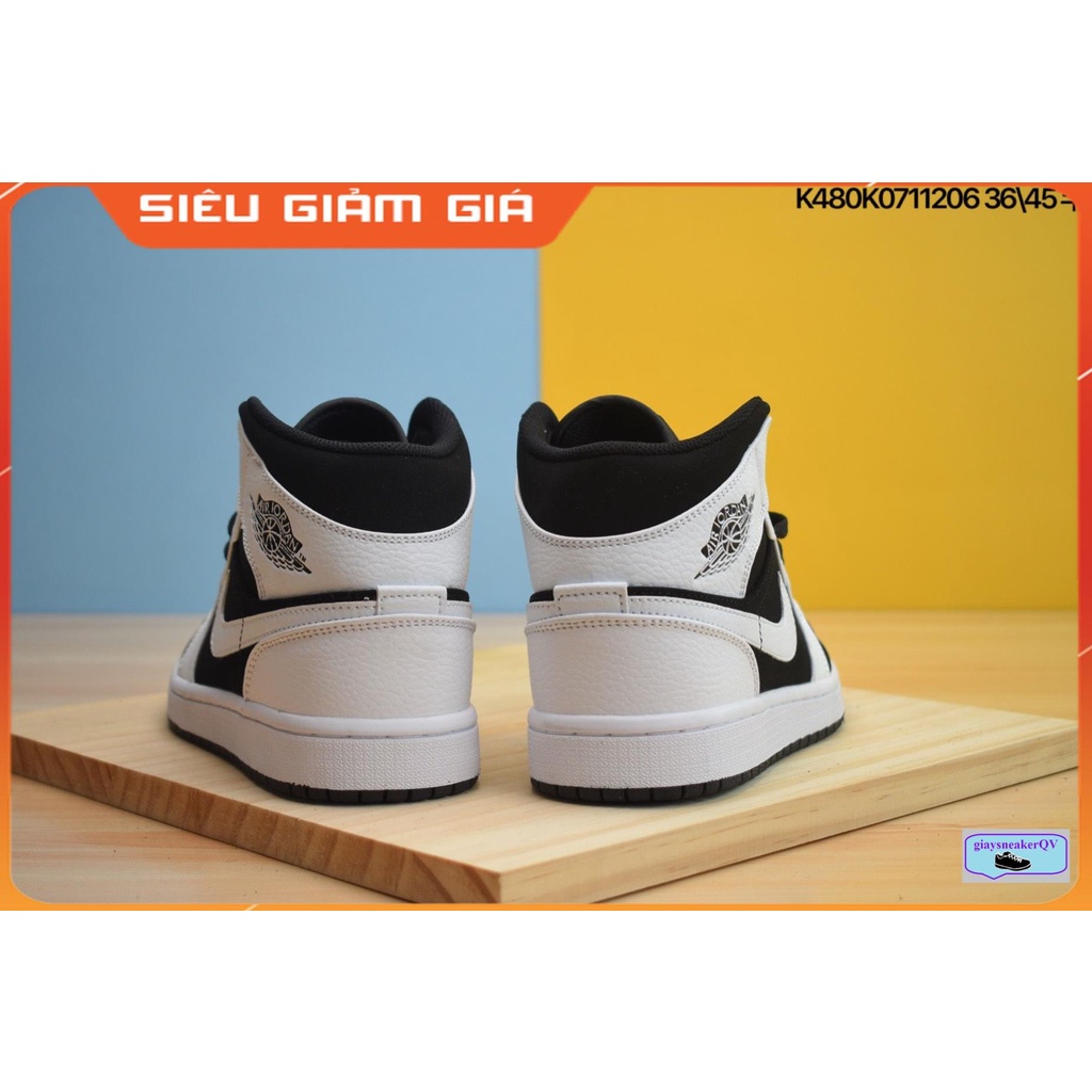 Giày thể thao nam nữ Air Jordan 1 Mid White Black xu hướng thời trang hot hit, năng động