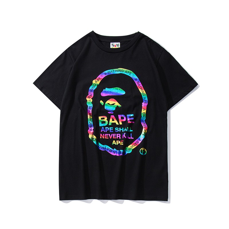 BAPE summer new fashion pure cotton men's and women's short-sleeved T-shirt