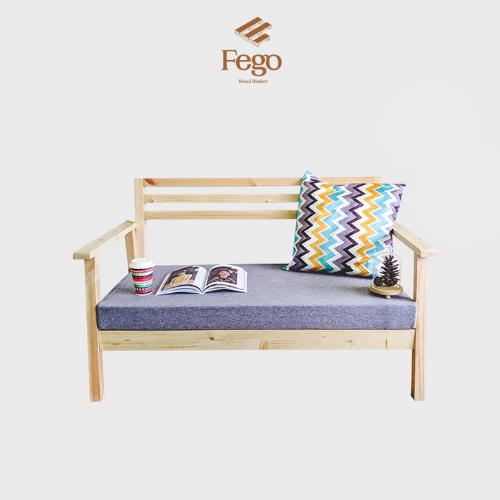 [FREESHIP HN]Ghế sofa phòng khách FEGO/ Ghế sofa gỗ tiếp khách kèm đệm