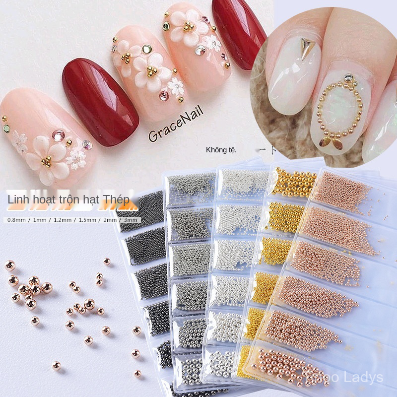 Bộ Hạt Thép 6 Kích Cỡ Đính Trang Trí Móng Tay Nghệ Thuật