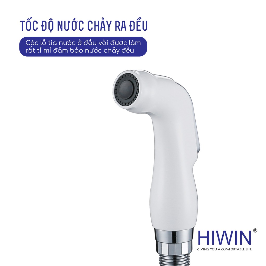 Vòi xịt vệ sinh đa năng nhựa ABS trắng sứ cao cấp Hiwin PJF-101W