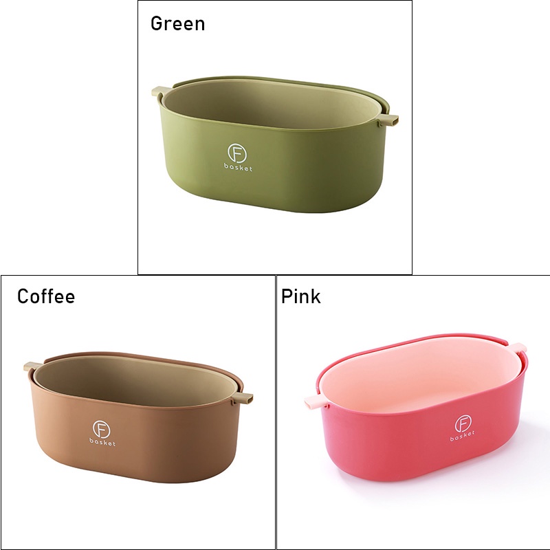 Rổ Rửa Rau Củ Quả Hai Lớp Màu Xanh Lá Cây Giúp Khô Ráo