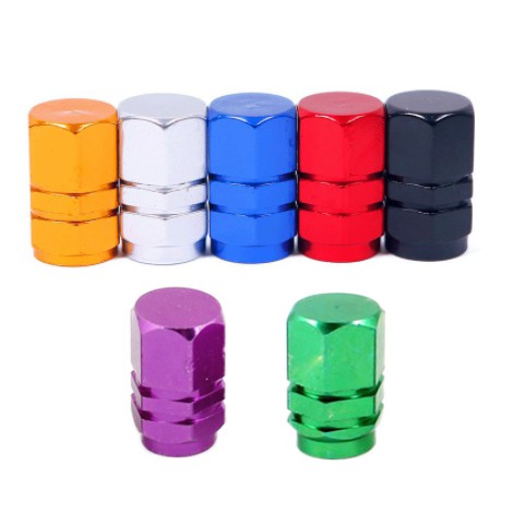 Set Bộ 4 nắp vặn van vòi bánh xe hơi ô tô chống nước chụp bụi bằng kim loại nhôm nhiều màu đỏ xanh dương