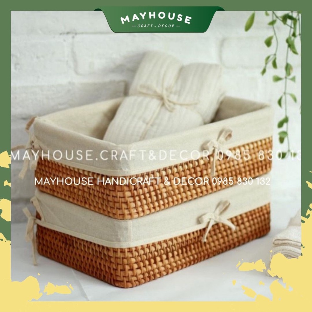 Khay Mâm Mây Đựng Đồ Đa Năng, có kèm VẢI LÓT, XƯỞNG MAYHOUSE,Decor Phụ kiện chụp ảnh, Khay Đựng Thức Ăn