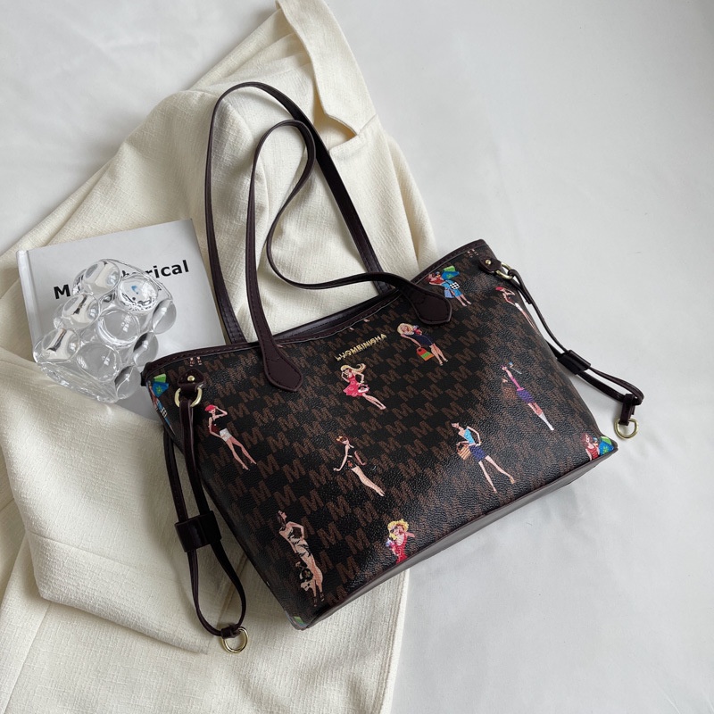 Túi Đeo Vai Cỡ Lớn In Họa Tiết Hoạt Hình Phong Cách Cổ Điển Thời Trang Cho Nữ