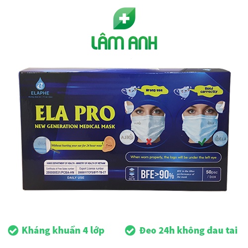 Khẩu trang y tế không đau tai 4 lớp kháng khuẩn ELA PRO thế hệ mới