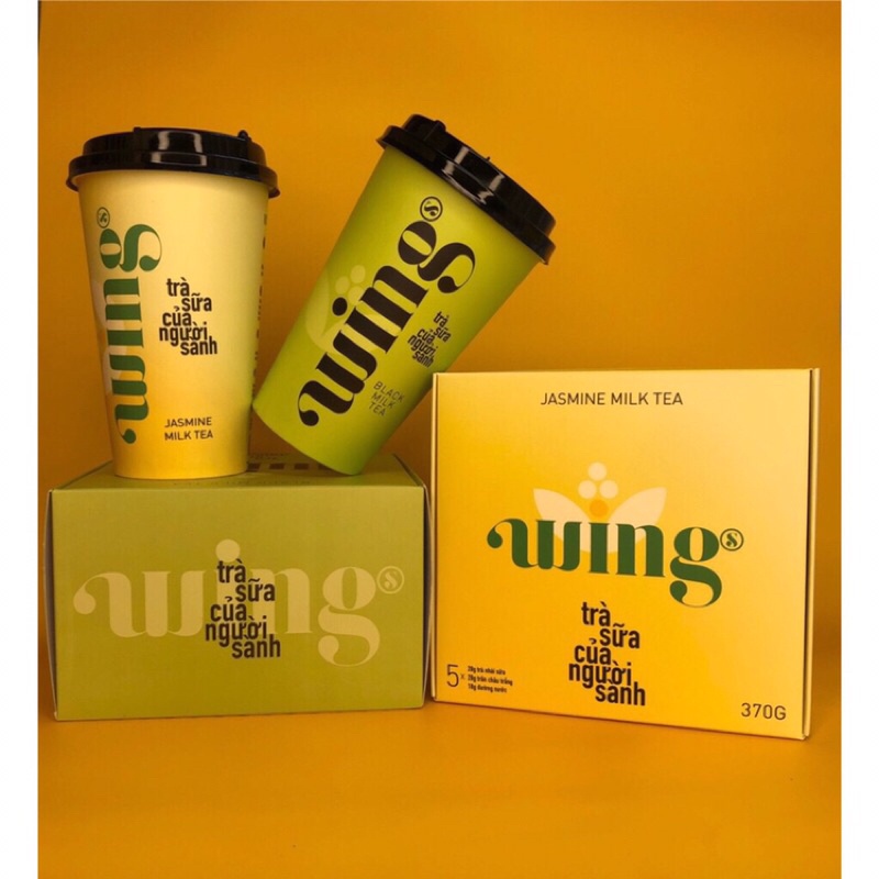 Trà sữa trân châu trắng hòa tan vị hồng trà, nhài sữa Wings – Loại cốc