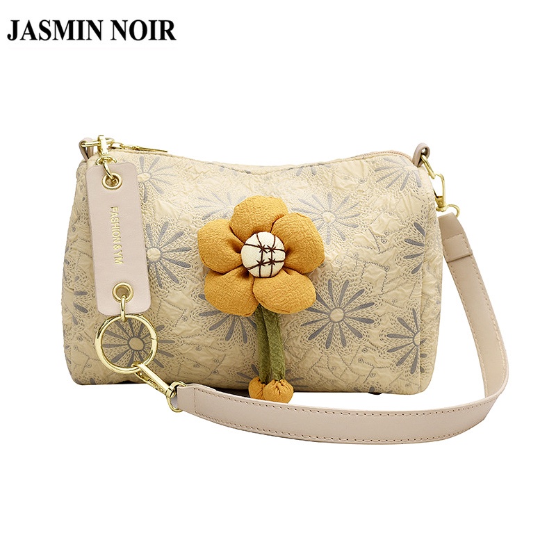 Túi Đeo JASMIN NOIR Chéo Vải Canvas Họa Tiết Hoa Xinh Xắn Cho Nữ