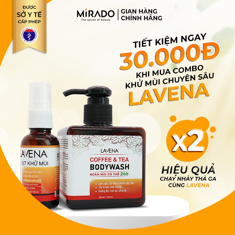 Combo Khử Mùi Cơ Thể, Diệt Khuẩn, Giảm Mụn Lưng, Sáng Da, Dưỡng Ẩm, Tấy Da Chết Lavena