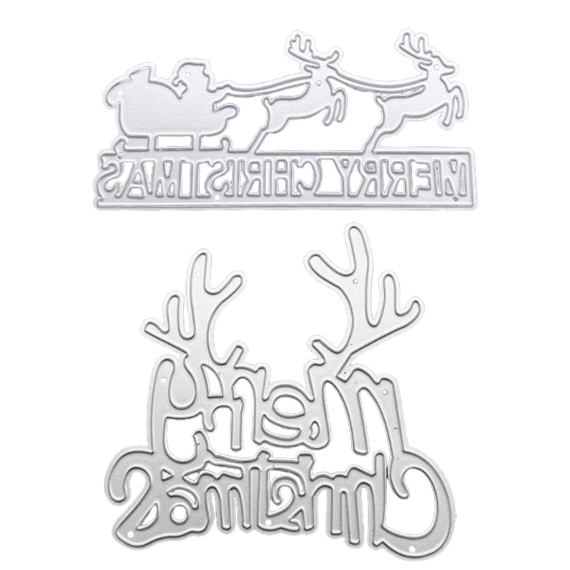 Khuôn Cắt Giấy Làm Từ Kim Loại Hình Chữ Merry Christmas Trang Trí Scrapbook