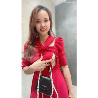Váy Cổ Yếm Bầu Cho Con Bú D41 Gao Gao Thiết Kế Sang Trọng Lịch Sự Váy Mở Cho Con Ti