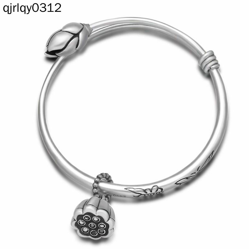 Vòng Tay Bạc s990 Mặt Hoa Sen Thời Trang Thanh Lịch