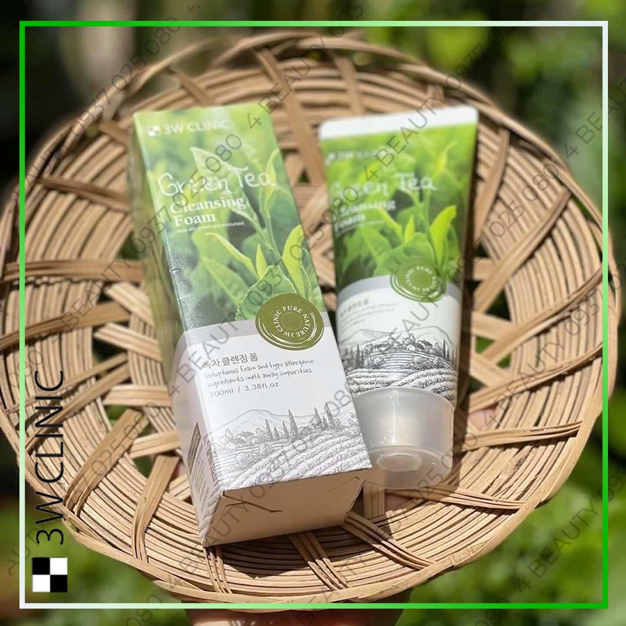 Sữa Rửa Mặt 3W Clinic Trà Xanh Dưỡng Ẩm Da 100ml Green Tea Cleansing Foam