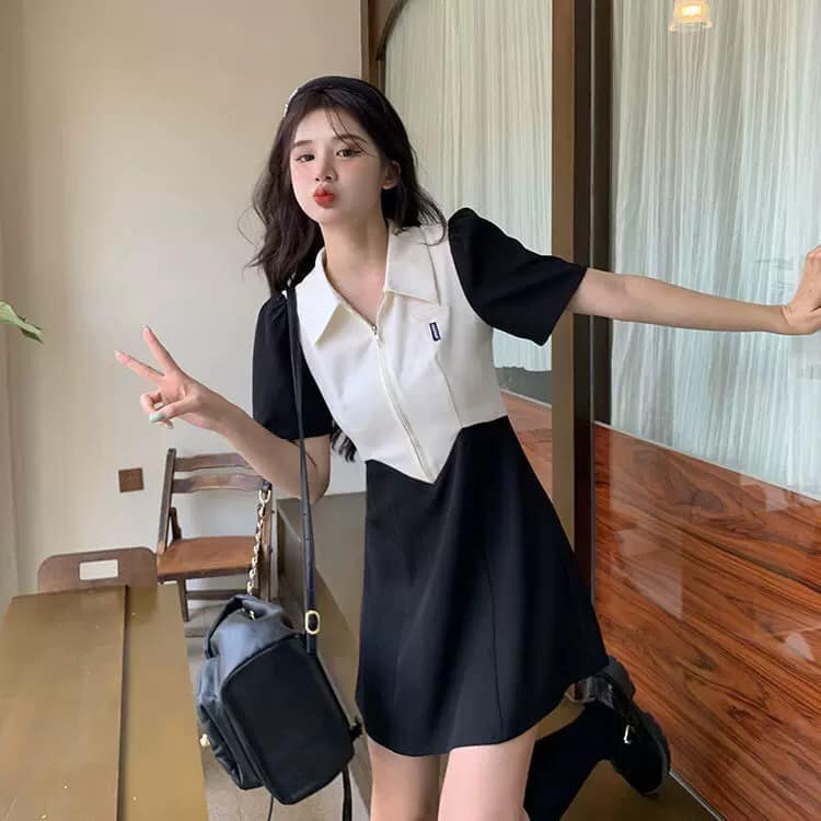 Váy POLO khóa ngực trendy cá tính cực xinh yêu